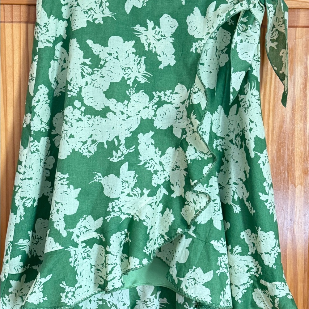 Green Floral Wrap Dress
